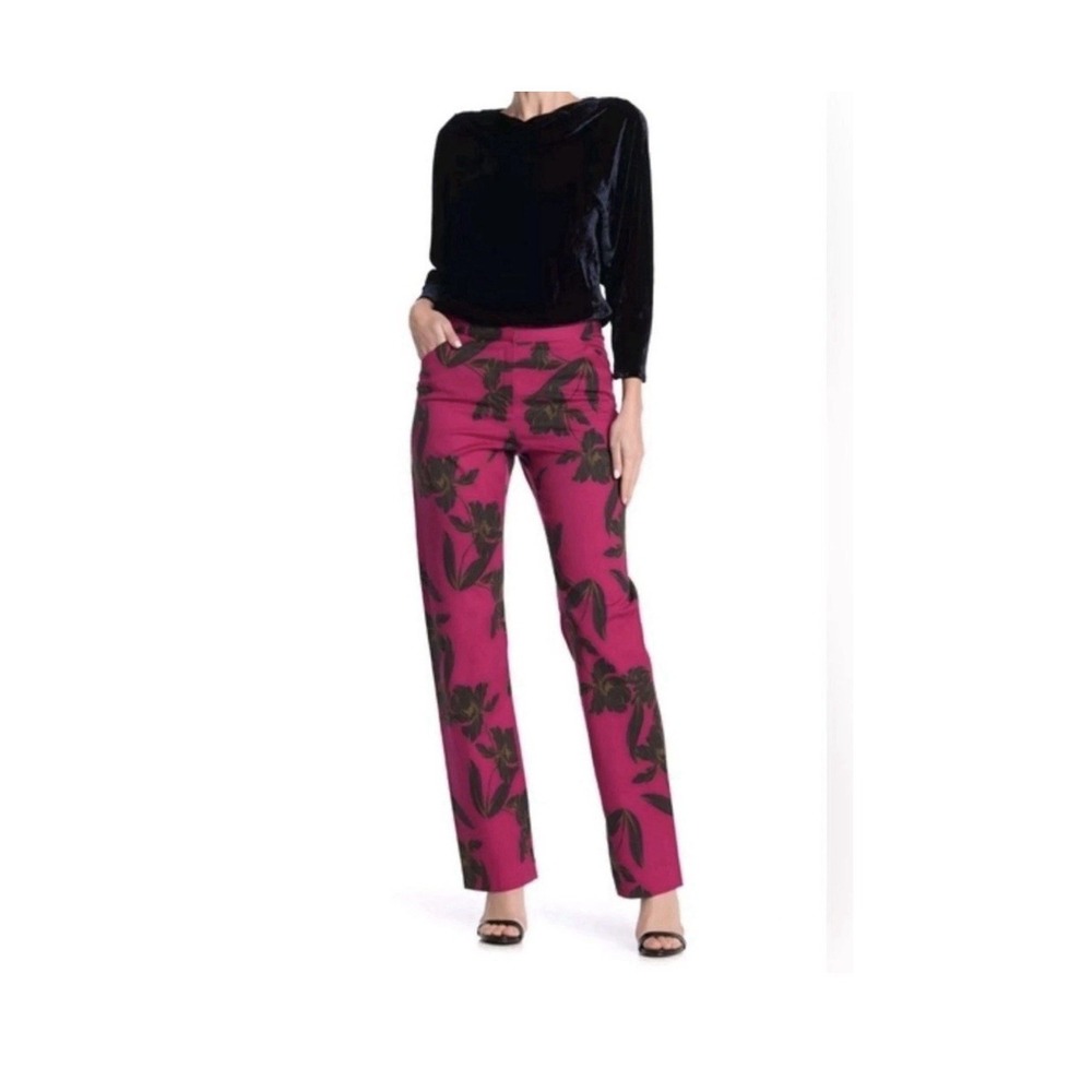 New A.L.C Vaughn Floral Wool Blend Trousers Pink Tailored Pant Size 6